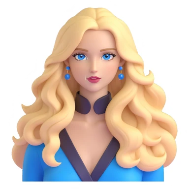 Sophisticated blonde European supermodel with long golden hair, striking blue eyes, high fashion pose sticker