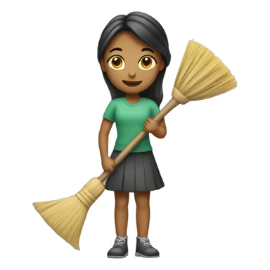 Girl with a broom sticker