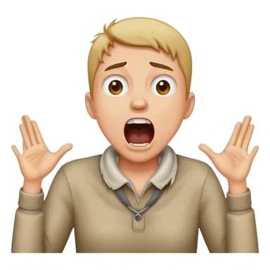 A person yelling grabbing there neck sticker