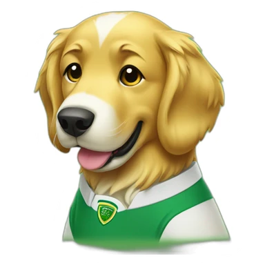 golden retriever dog wearing irish rugby shirt sticker