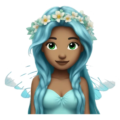 Beautiful, flower, fairy, blue, turqoise, silver, long hair, big wings sticker