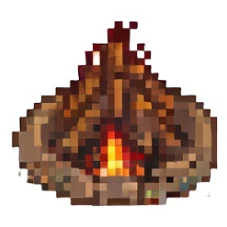 simple and vibrant pixel art campfire sticker