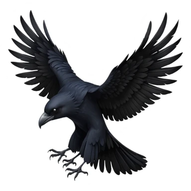 Back of black raven with wings spread sticker