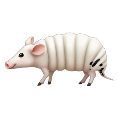 White pig armadillo cow centipede insect with black spots sticker