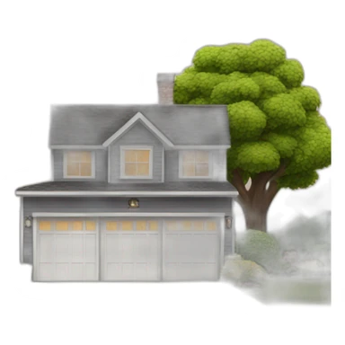 American house with garage sticker