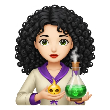 latina moon alchemist woman curly black hair potion sticker