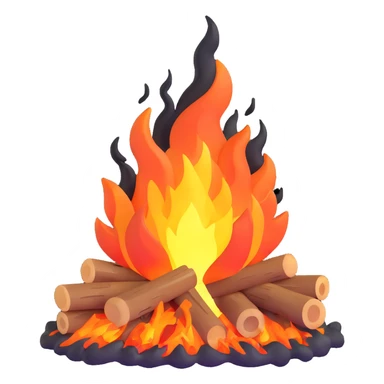 crackling bonfire with sparks and embers sticker