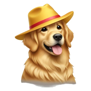 a golden retriever with a hat on sticker