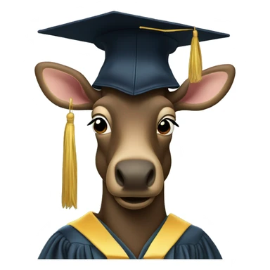 Moose with graduation cap and gown sticker