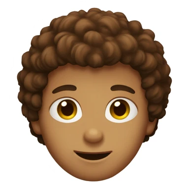 A boy with brown fuzzy hair and brown eyes sticker