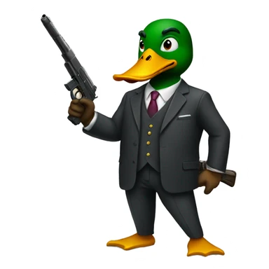 Duck man with a suit and a gun sticker