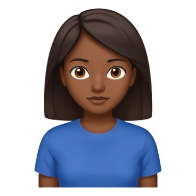  Una donna con una maglietta a mezze maniche blu scuro, i capelli lisci,lunghi,castani scuro e gli  occhi marroni sticker