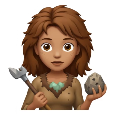 cartoon cave woman with messy hair and a stone tool sticker