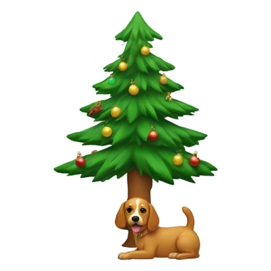 Christmas tree with Ginger dog under it sticker