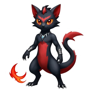 Shiny Dark Gothic Badass Handsome Salandit-Zorua-Litten full body sticker
