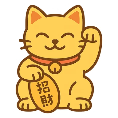 Gold Chinese lucky cat in a flat toon style  sticker