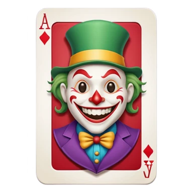 poker card with a crazy jolly joker sticker