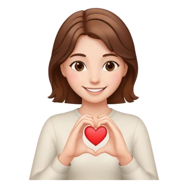 brown hair girl smiling making heart from her hands  sticker