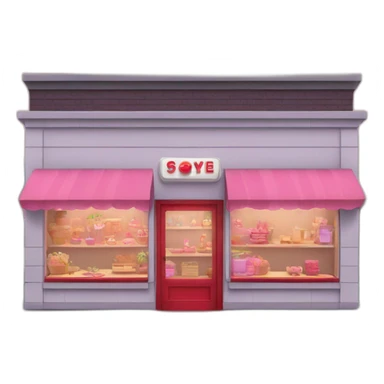 Grandma's store building with red and pink elements colors sticker