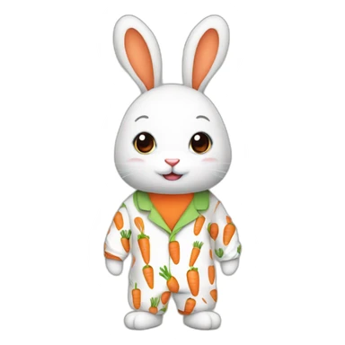 cute rabbit dressed with carrots printed on his pajamas sticker
