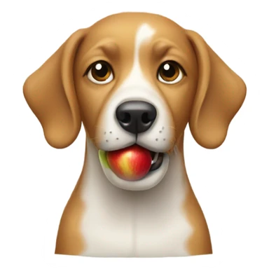 A dog eats a apple  sticker