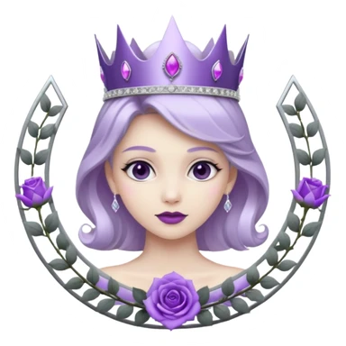 Purple shadow rose silver circle plaque with silver tiara sticker