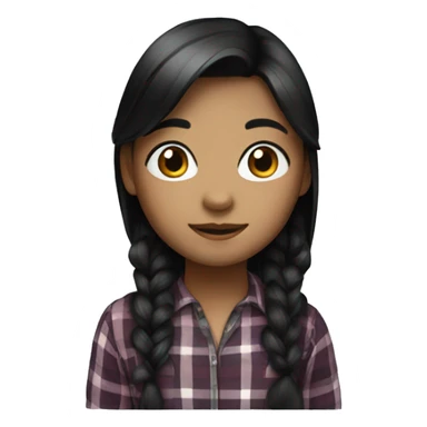 girl whit black hair in a plaid sticker