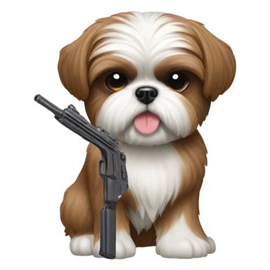 Shih Tzu holding toy gun sticker