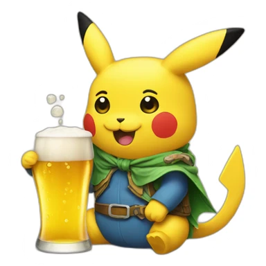 pikachudrinking-beer sticker