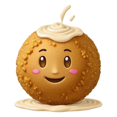 Cinematic Realistic Falafel Dish Emoji, depicted as crispy, golden falafel balls served with tahini sauce rendered with lifelike textures and vibrant, appetizing lighting. sticker