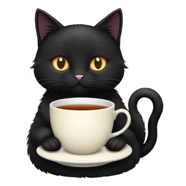 Black cat drinking tea sticker