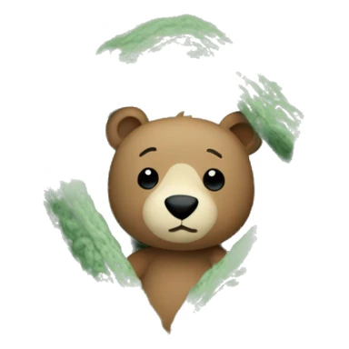 Cute Bear in cozy knitted Sage green blanket sticker