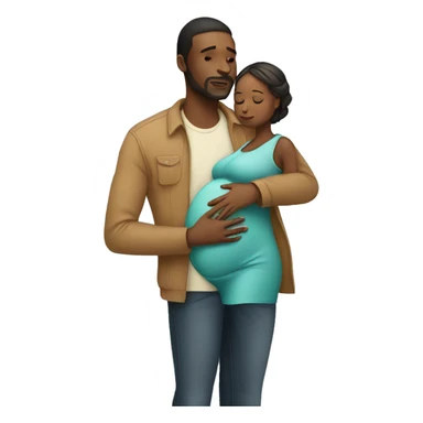 man supporting pregnant woman sticker