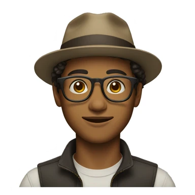 A slightly brown young man wearing glasses and a hat sticker