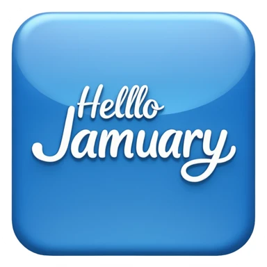 Blue “ hello January “ word sticker