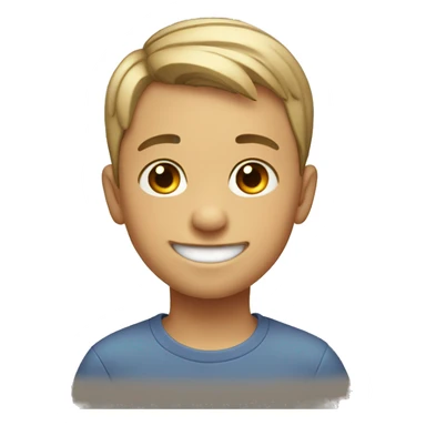 smiling boy with short hair, one hair streak goes up sticker