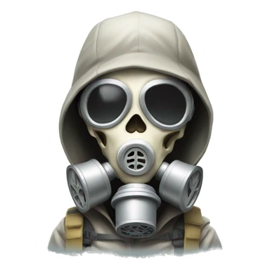 Skeleton wearing a gas mask sticker