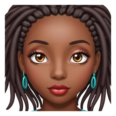 Black girl with long realistic eyelashes, lipgloss and locs sticker