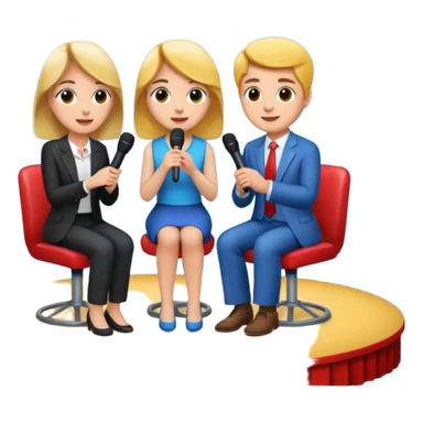 interview, three people, on stage sticker