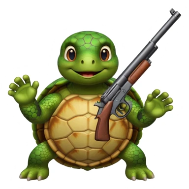 turtle smirking holding a gun to its head sticker