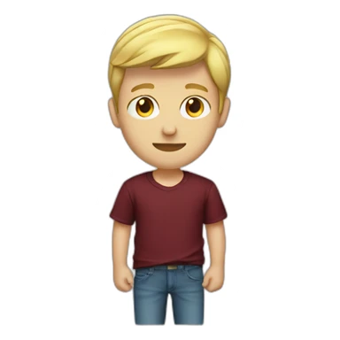 blond teenage boy with maroon shirt sticker