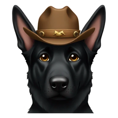 All black German shepherd cowboy  sticker