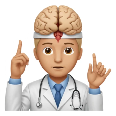 A person pointing is his brain sticker
