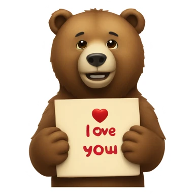 bear holding I love you sign sticker