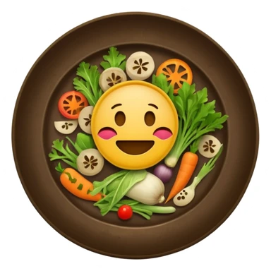 dirty plate after eating, food scraps and vegetable leftovers, no face, emoji style sticker
