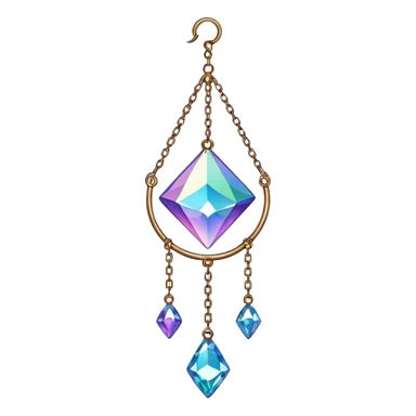 Hanging chained suncatcher with crystal gemstones  sticker