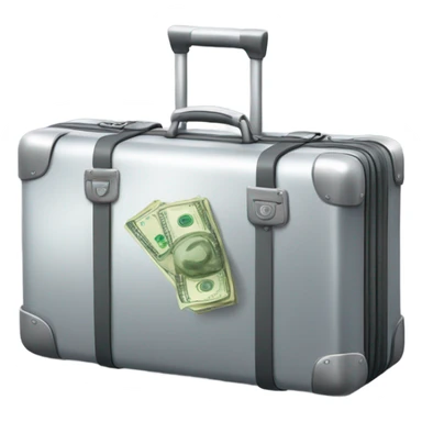 Silver luggage with money sticker