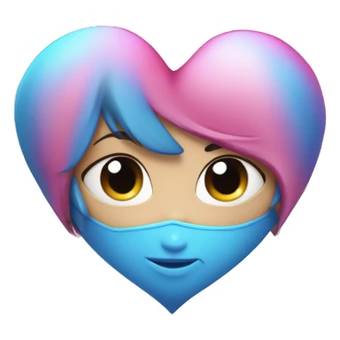 corazon con purpurina azul y rosa sticker