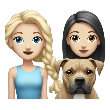 Blonde hair blue eyed girl with black pit bull with black and white face  sticker