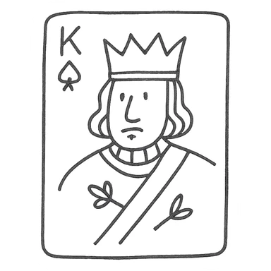 A playing card with a king sticker